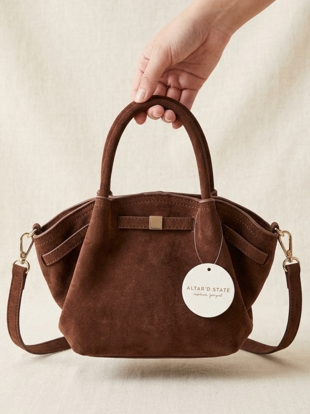 Sienna Belted Suede Mini Crossbody - Chocolate Brown NWT 🤎